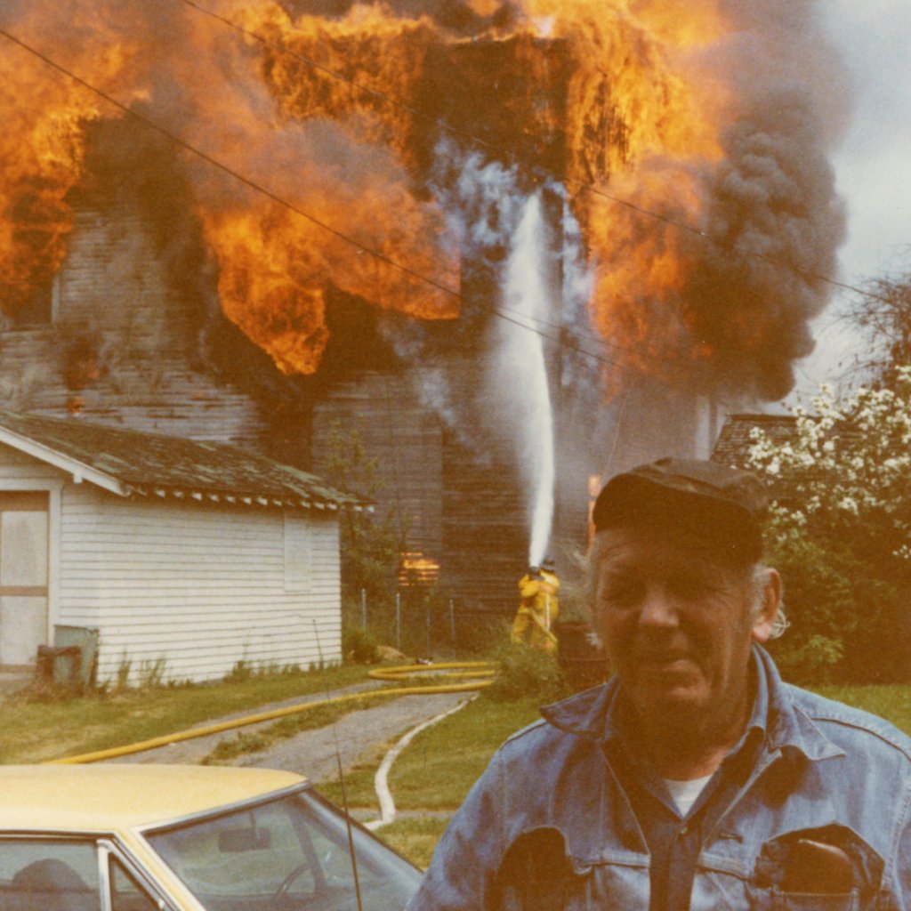 A photo of the burning opera house in Anacortes.