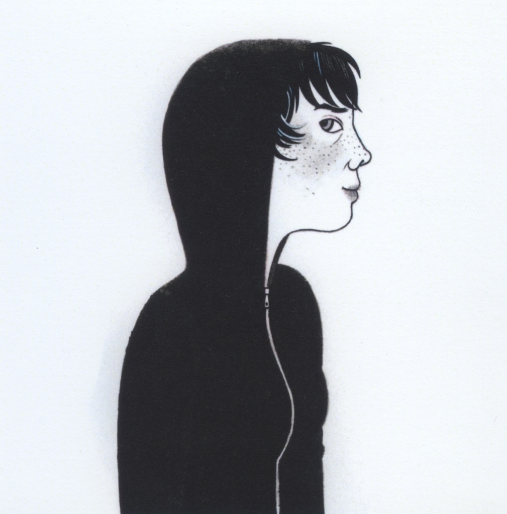 Drawing (self-portrait) by Geneviève Castrée/Elverum.